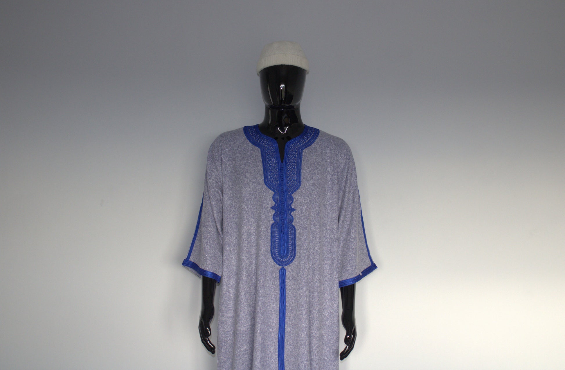 Moroccan Gandora – Blue with Royal Blue Embroidery