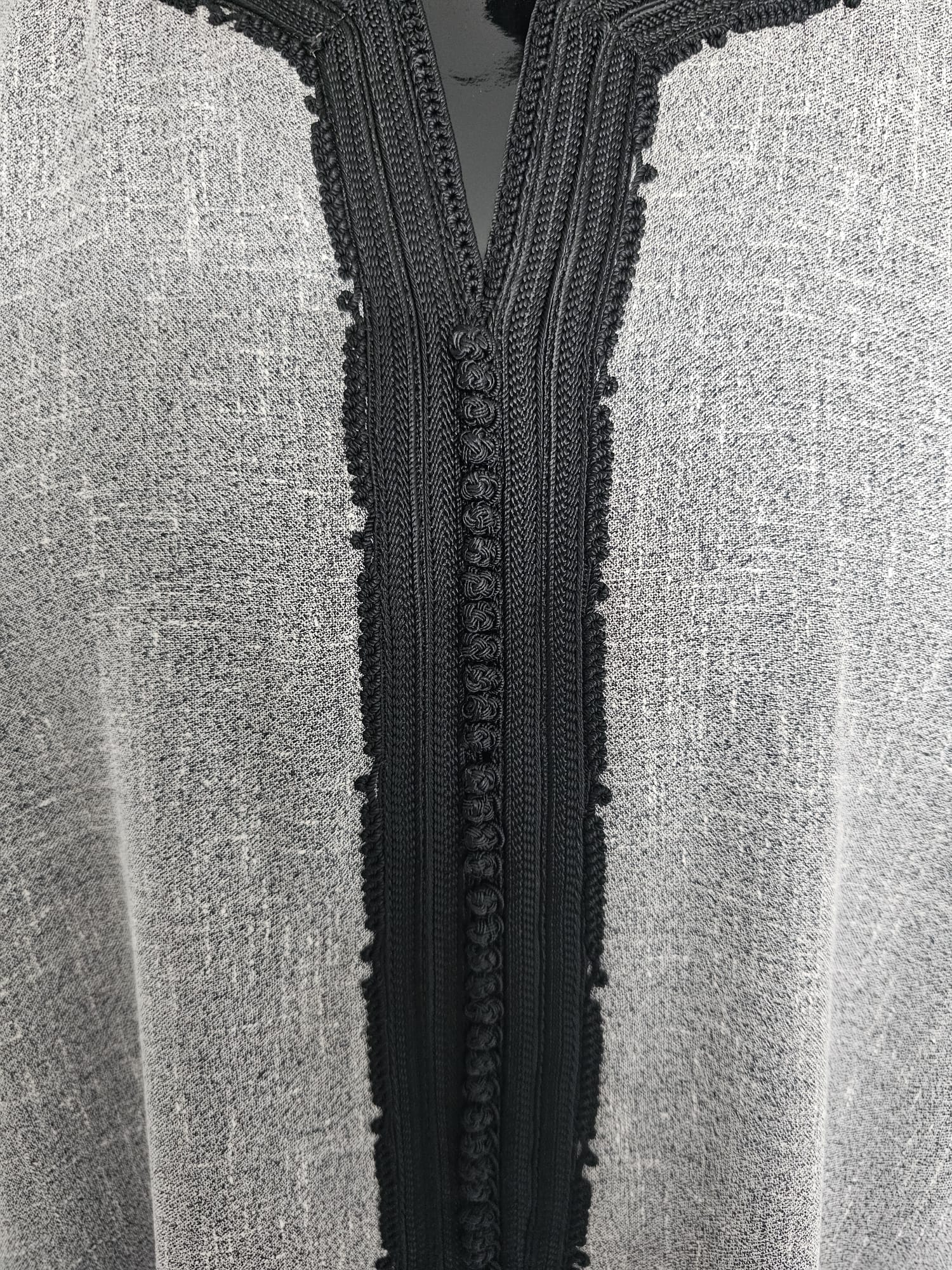 Moroccan Gandora – Grey with Black Embroidery