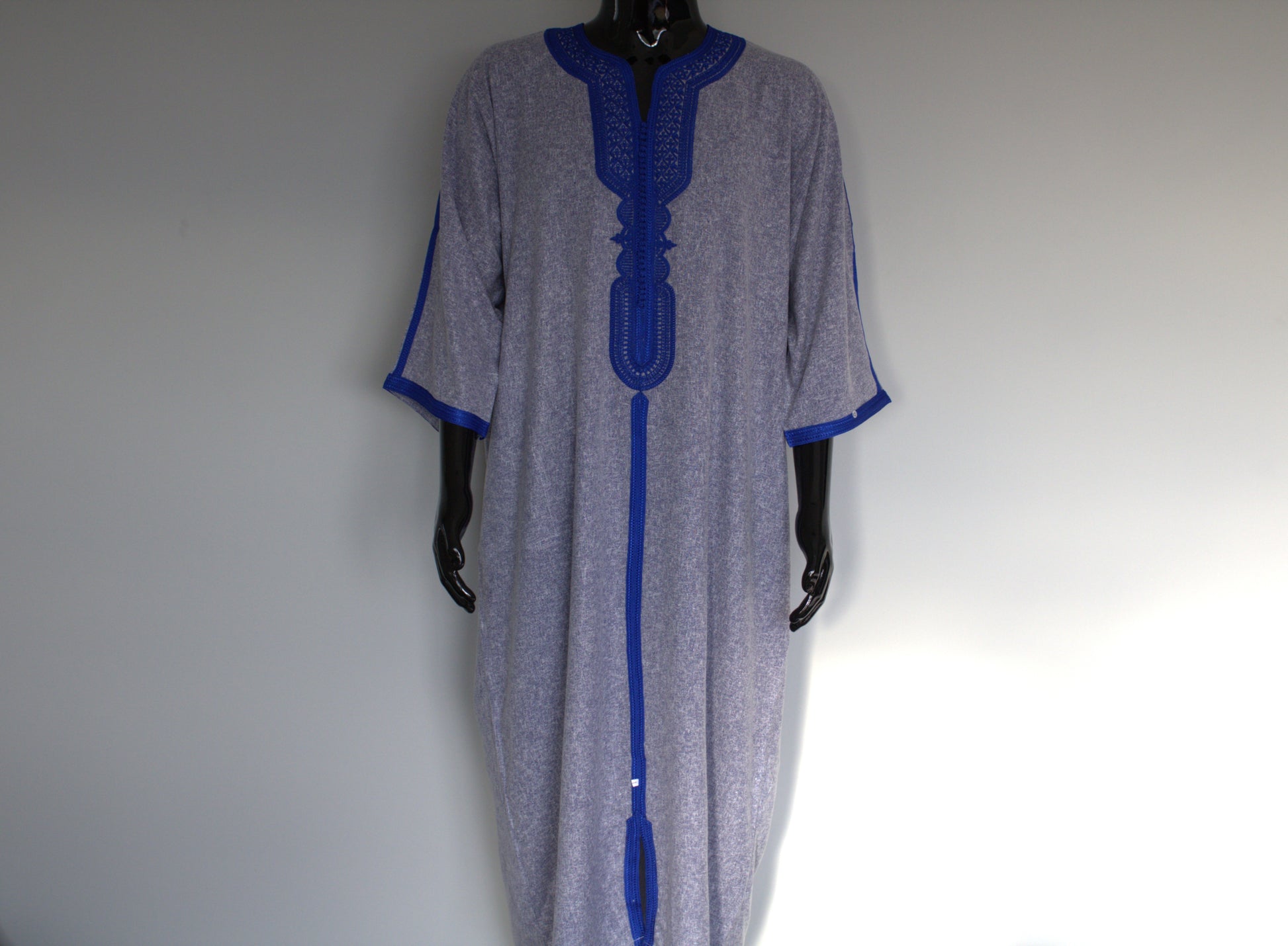 Moroccan Gandora – Blue with Royal Blue Embroidery