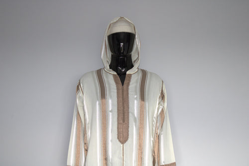 Moroccan Djellaba – Brown & White Stripes