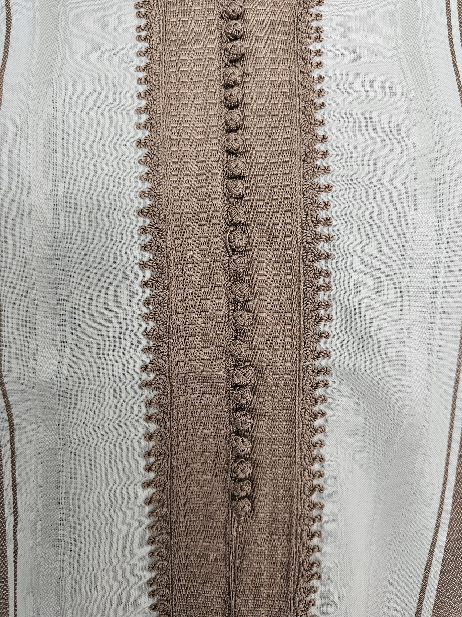 Moroccan Djellaba – Brown & White Stripes