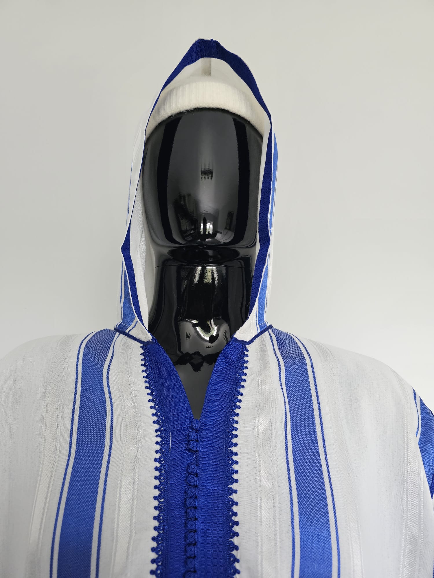 Moroccan Djellaba – Blue & White Stripes
