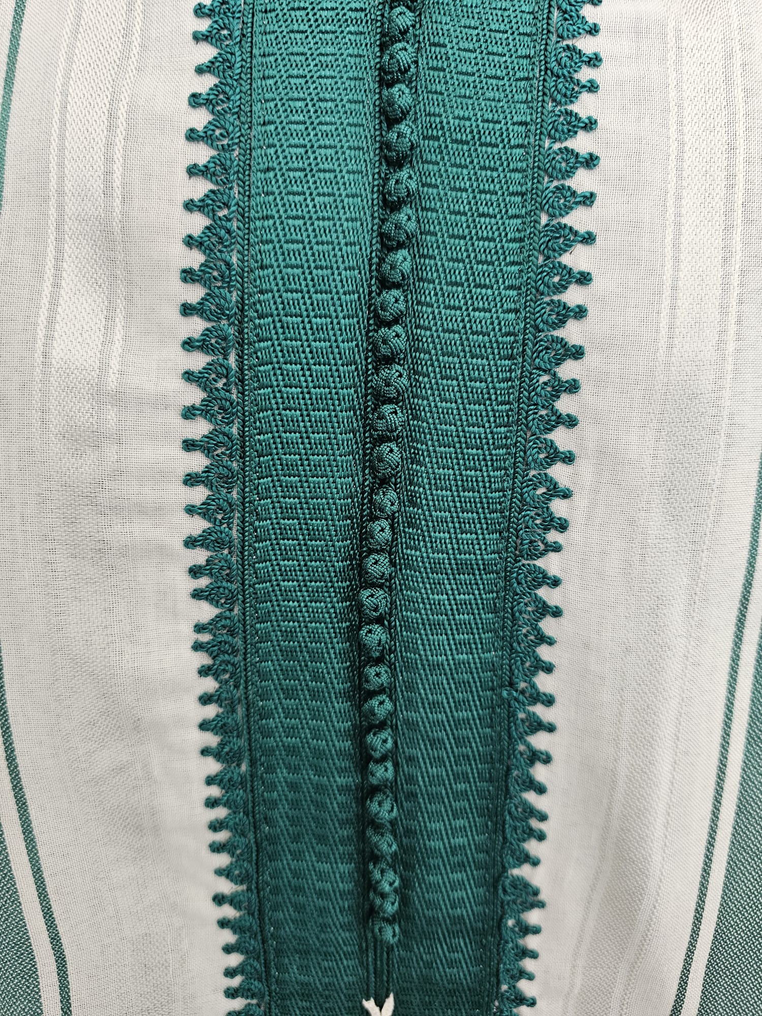 Moroccan Djellaba – Green & White Stripes