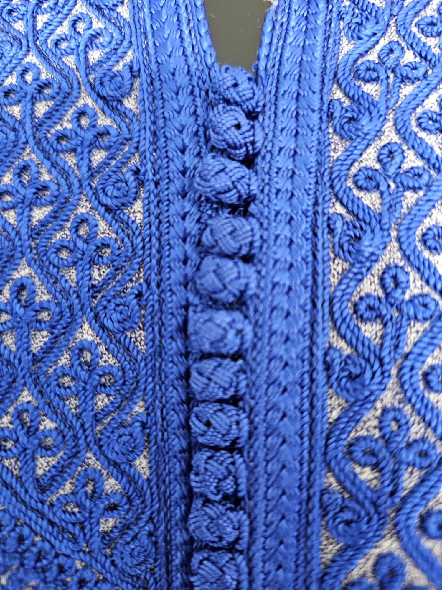 Moroccan Gandora – Blue with Royal Blue Embroidery