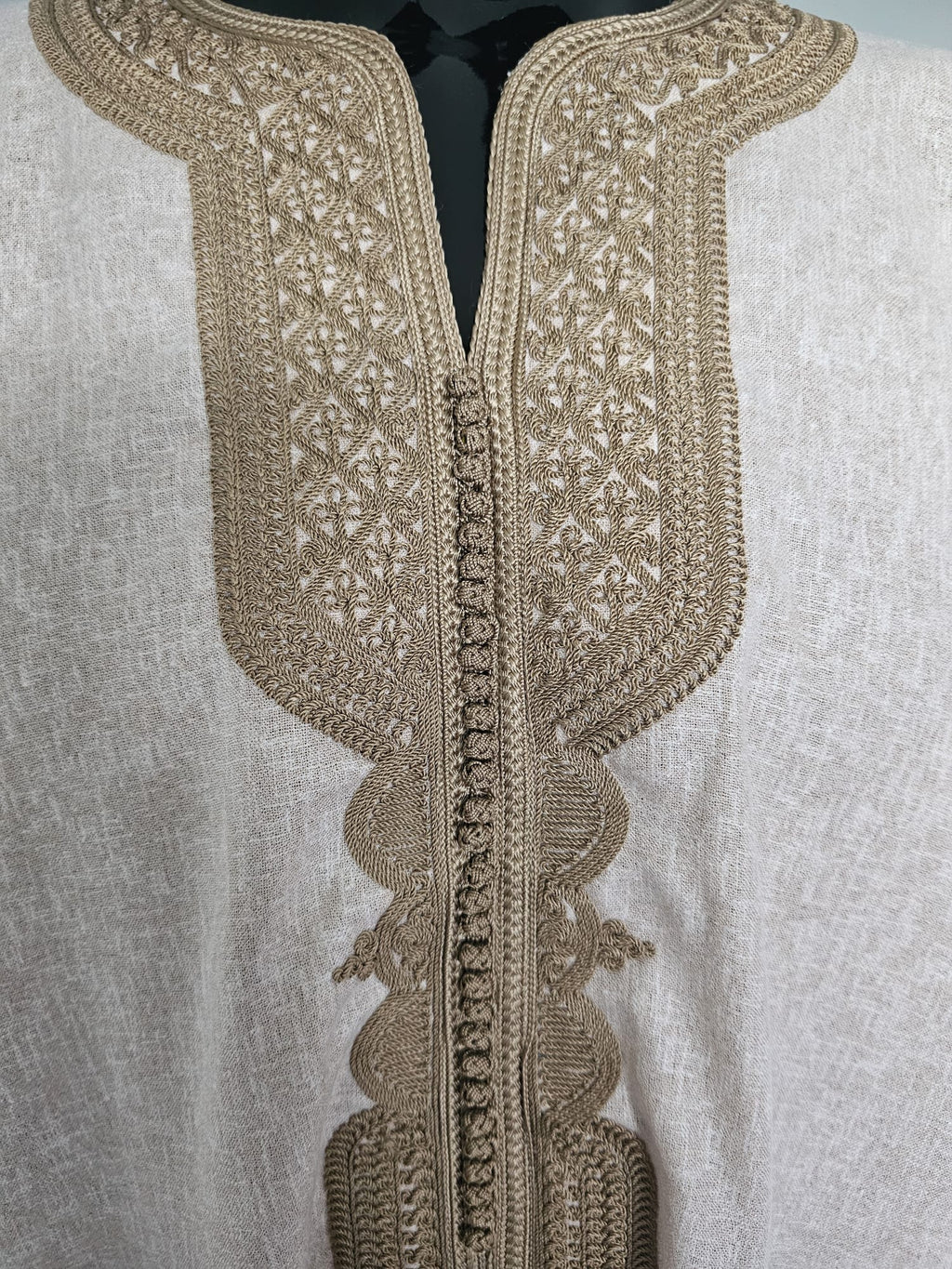 Moroccan Gandora – Peach with Gold Embroidery